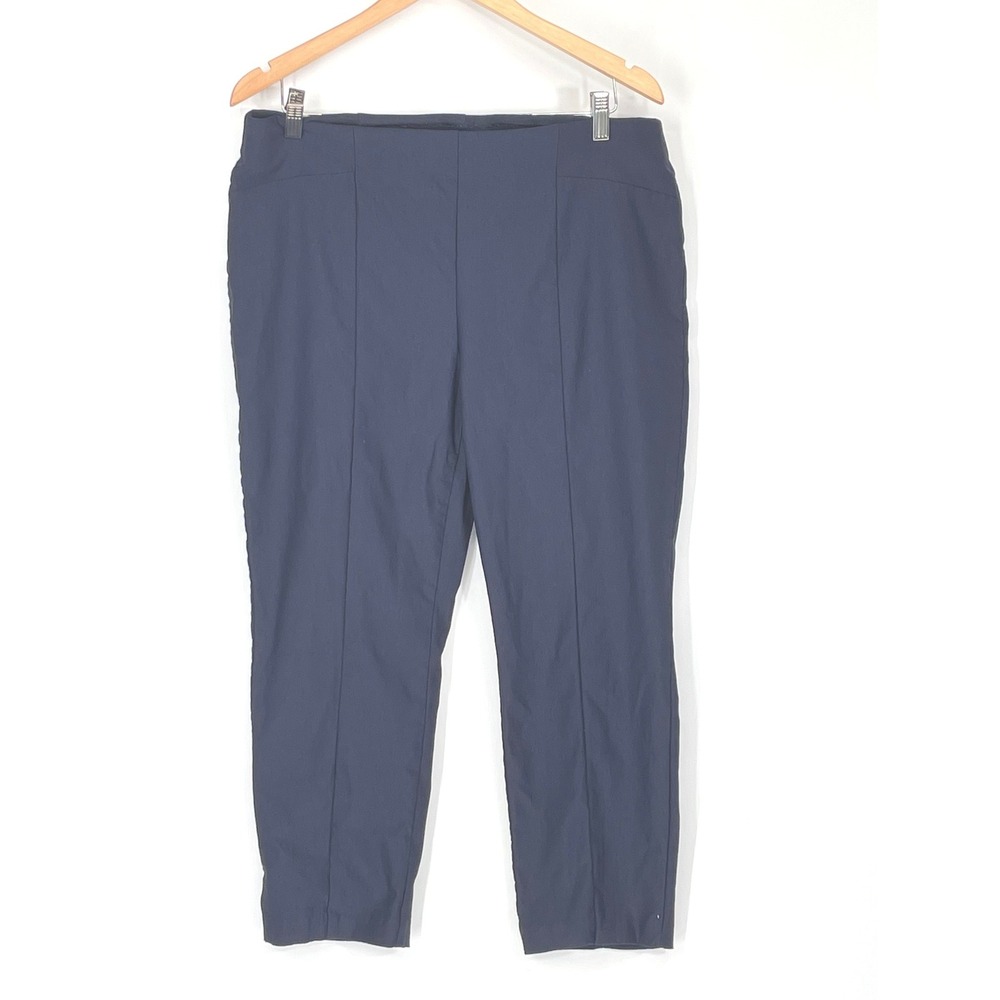 Chico's Women Pants 2.5 Ankle Navy Blue So Slimming Pull On Stretch